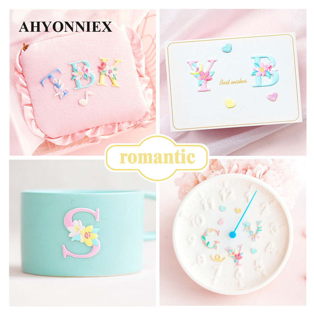 Embroidery Letter N - 1 sztuka kwiatowa angielskie litery naszywka