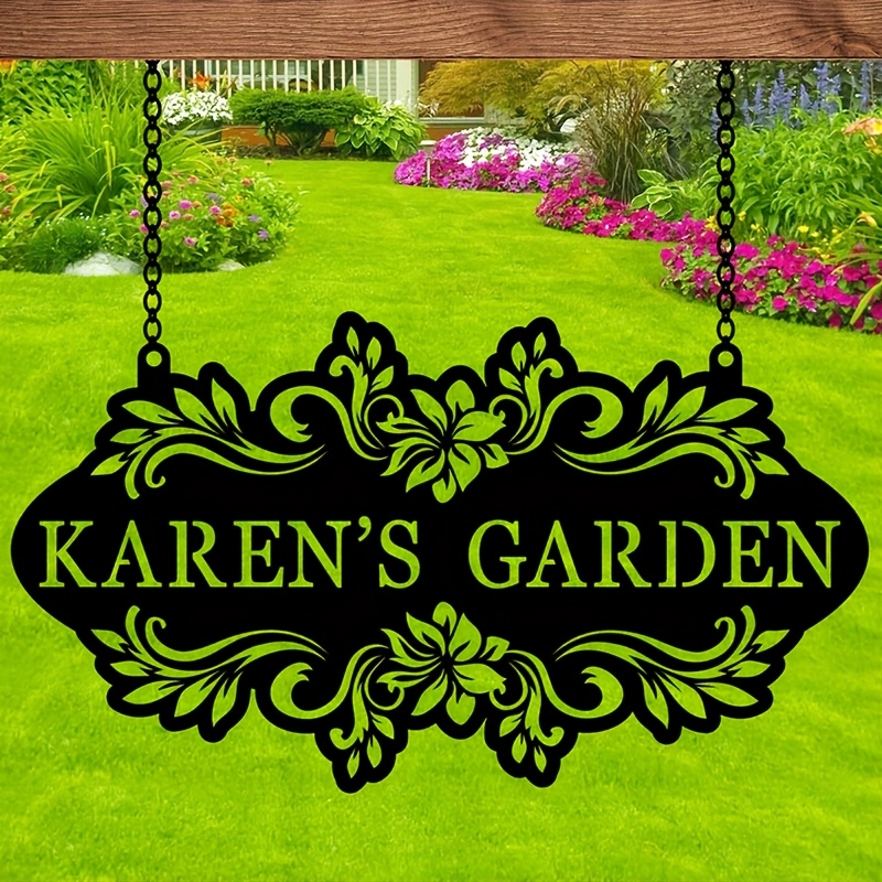 Embroidery Garden - Metalowa tabliczka z własnym nadrukiem (imię/tekst/data),