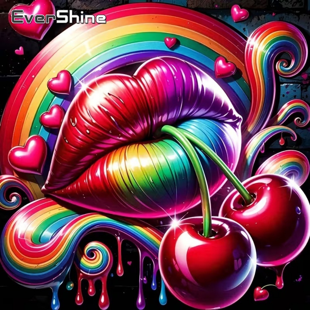 Embroidery Lips - Ewershine Diamentowy Haft Usta Portret DIY