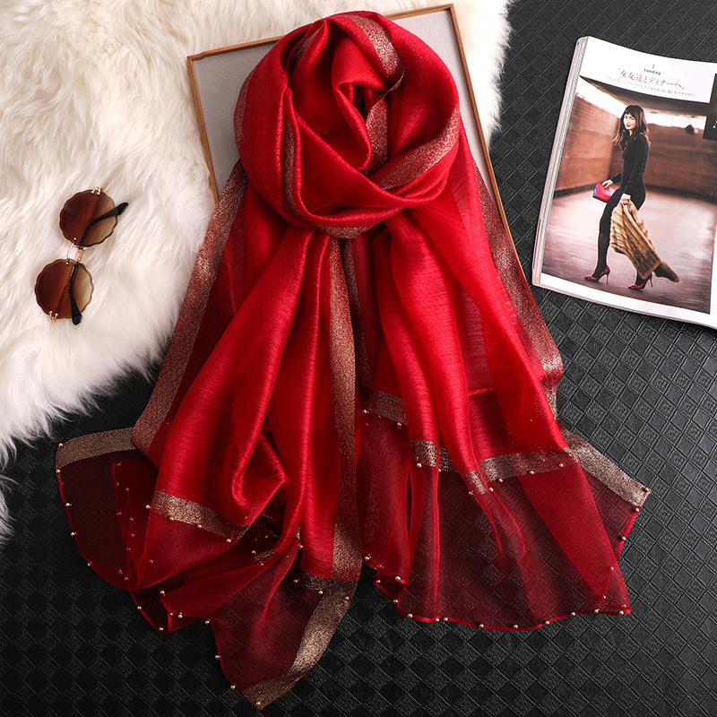 Embroidery Hijab - 2024 Luksusowy 100% jedwabny szalik dla