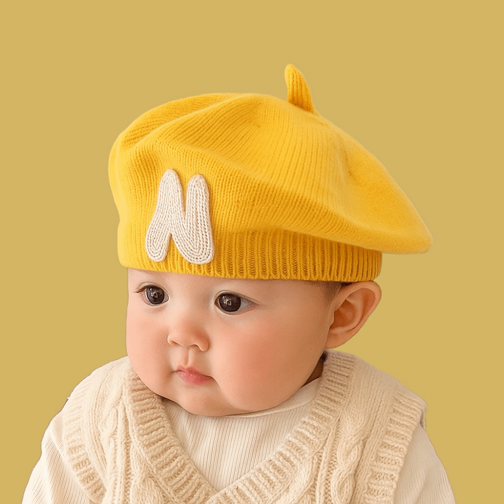 Embroidery Letter N - Nowa czapka beret dla malucha z