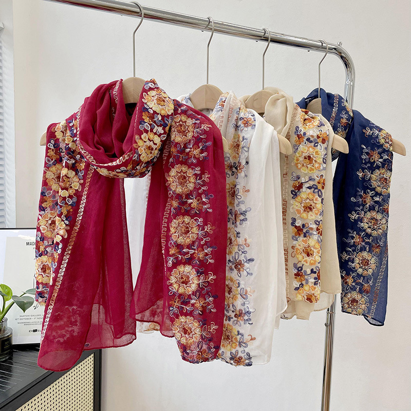 Embroidery Hijab - 2025 nowy miękki bawełniany hidżab szalik