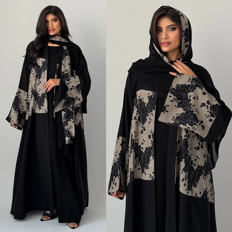 Embroidery Hijab - Damski Zestaw Eid Abaya Hidżab 2-częściowy