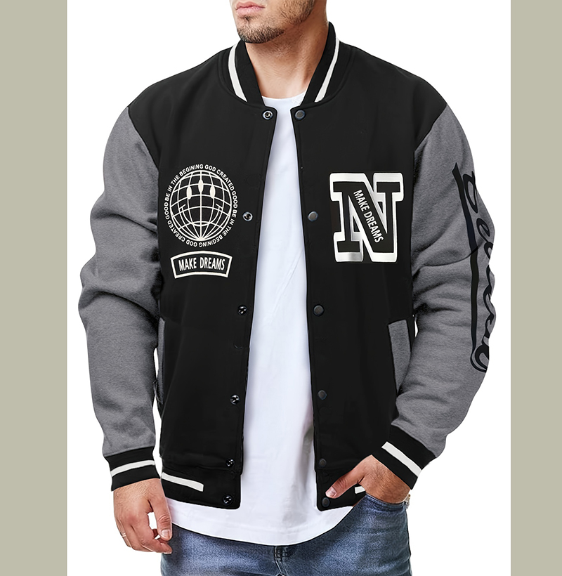 Kurtka baseballowa z literą N, – Embroidery Letter N recenzja i cena