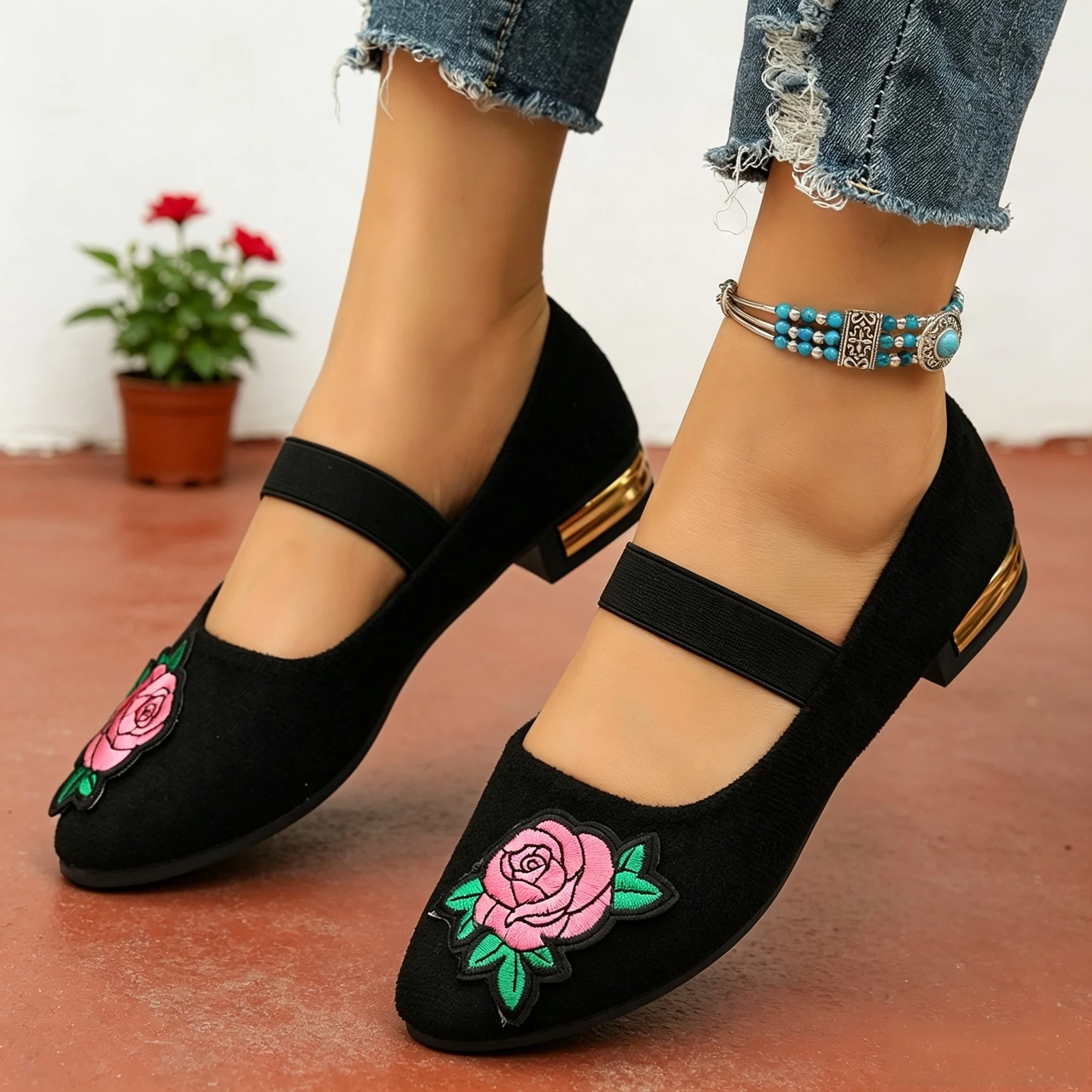 Jesienne damskie buty Mary Jan – Embroidery Flower recenzja i cena