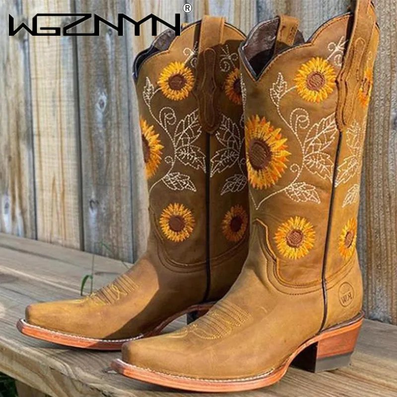 Damskie botki w kolorze kawowy – Embroidery Flower recenzja i cena