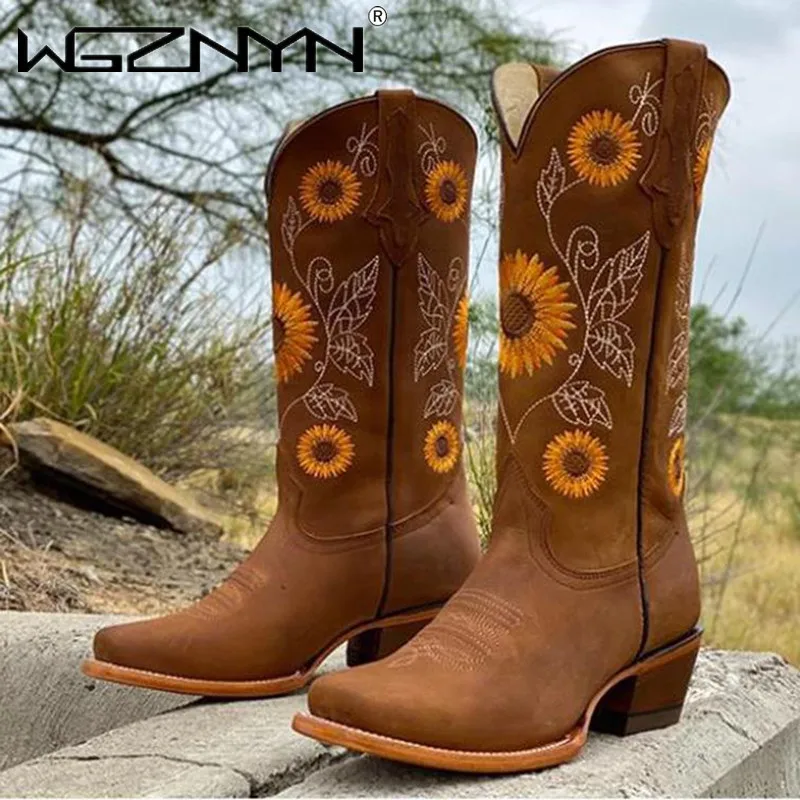 Damskie botki w kolorze kawowy – Embroidery Flower recenzja i cena
