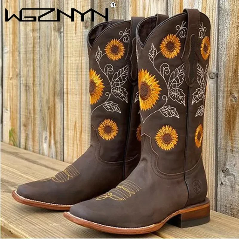 Damskie botki w kolorze kawowy – Embroidery Flower recenzja i cena