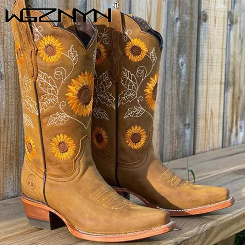 Damskie botki w kolorze kawowy – Embroidery Flower recenzja i cena