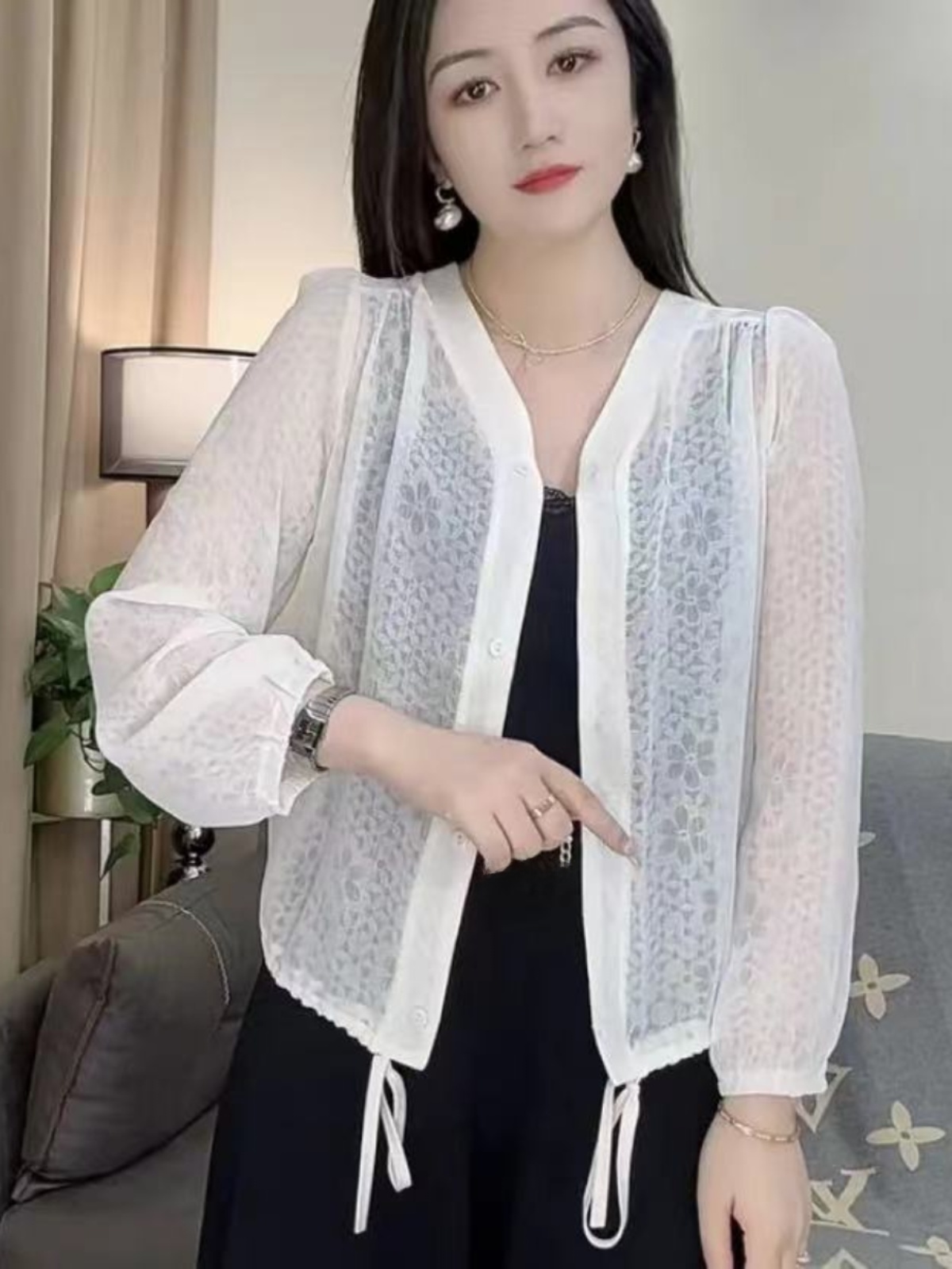 Elegancki, długi rękaw, kwiato – Embroidery Cardigan recenzja i cena